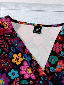 EMERY ROSE VCAY 复古花卉印花休闲宽松衬衫，大码女款，适合夏季 - 彩色 - 查看 4