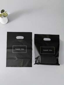 50 túi quà cảm ơn màu đen, túi nhựa cho doanh nghiệp nhỏ, túi mua sắm, lý tưởng cho lễ hội, sinh nhật, quà tặng tiệc, bao bì quà cưới, thích hợp làm quà tặng, tiệc tùng, cửa hàng, cửa hiệu, v.v. - Màu đen 50pcs - Xem 9