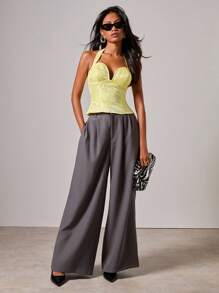 COSMINA Áo cánh cổ yếm Jacquard thanh lịch dành cho nữ - Màu vàng - Xem 5