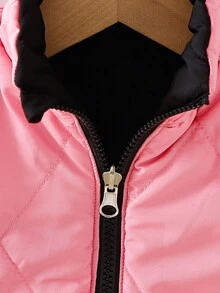 SHEIN 女婴双面休闲背心冬装外套，适合冬季穿着。 - 粉色 - 查看 4