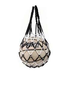 SHEIN 1pc Portable Hanging Sports Ball Storage Bag | Basketball Net Bag, Volleyball Football Mesh Holder | Single Ball Carry Organizer For Gym, Travel, Training Multifunctional Nylon Accessory (Multiple Colors, Boho Style)