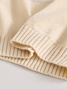 Emery Rose Kids Emery Rose Kids 年轻女孩纯色圆领蝴蝶图案休闲毛衣 - 卡其色 - 查看 8