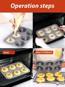 SHEIN Basic living 1pc Donut Mold, Creative Silicone Non-Stick For 6 Cavity & Baking Pan, Baking Supplies - Grey - View 5