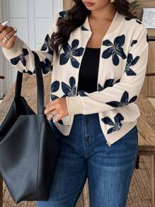 Weeklong 春秋季大码花卉印花拼布休闲夹克 - 杏色 - 查看 3