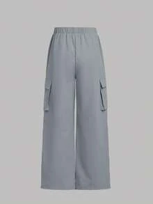 SHEIN Girlism Teen Girl Ribbed Ruched Short Sleeve T-Shirt & Ruched Pocket Pants 2 Pieces Casual Set Girld Outfit Set Clothes Set Outfit Girls Outfits - Light Grey - View 6