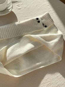 Comfortcana 女士纯色针织罗纹休闲百搭毛衣裙，秋冬韩版风格