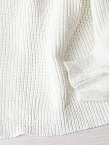 GlowEve CURVE Halloween Plus Size Women High Collar Faux Fur Pullover Long Sleeve Solid Color Casual Knit Sweater Fall Winter Cloth For Women Autumn - White - View 5