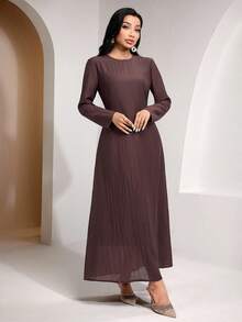 Veilorie Modest Women's Arabic Style Dress With Shawl,Women,Brown Dress,Fall Clothes For Women