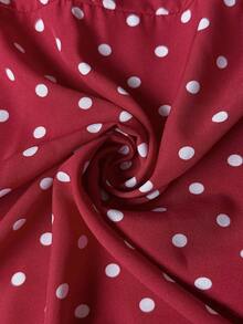 LanaWest 波尔卡圆点印花束带裹身裙，适合新年服装 - 紅色 - 查看 3