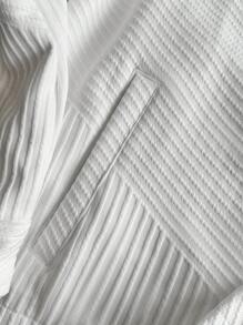 Manfinity EMRG Áo khoác nam tay dài màu trơn, cài nút đơn giản, dáng rộng, cài nút có họa tiết, áo sơ mi dệt kim, áo sơ mi có cổ, áo sơ mi dài tay, áo sơ mi trắng cài nút, áo sơ mi trắng - trắng - Xem 5