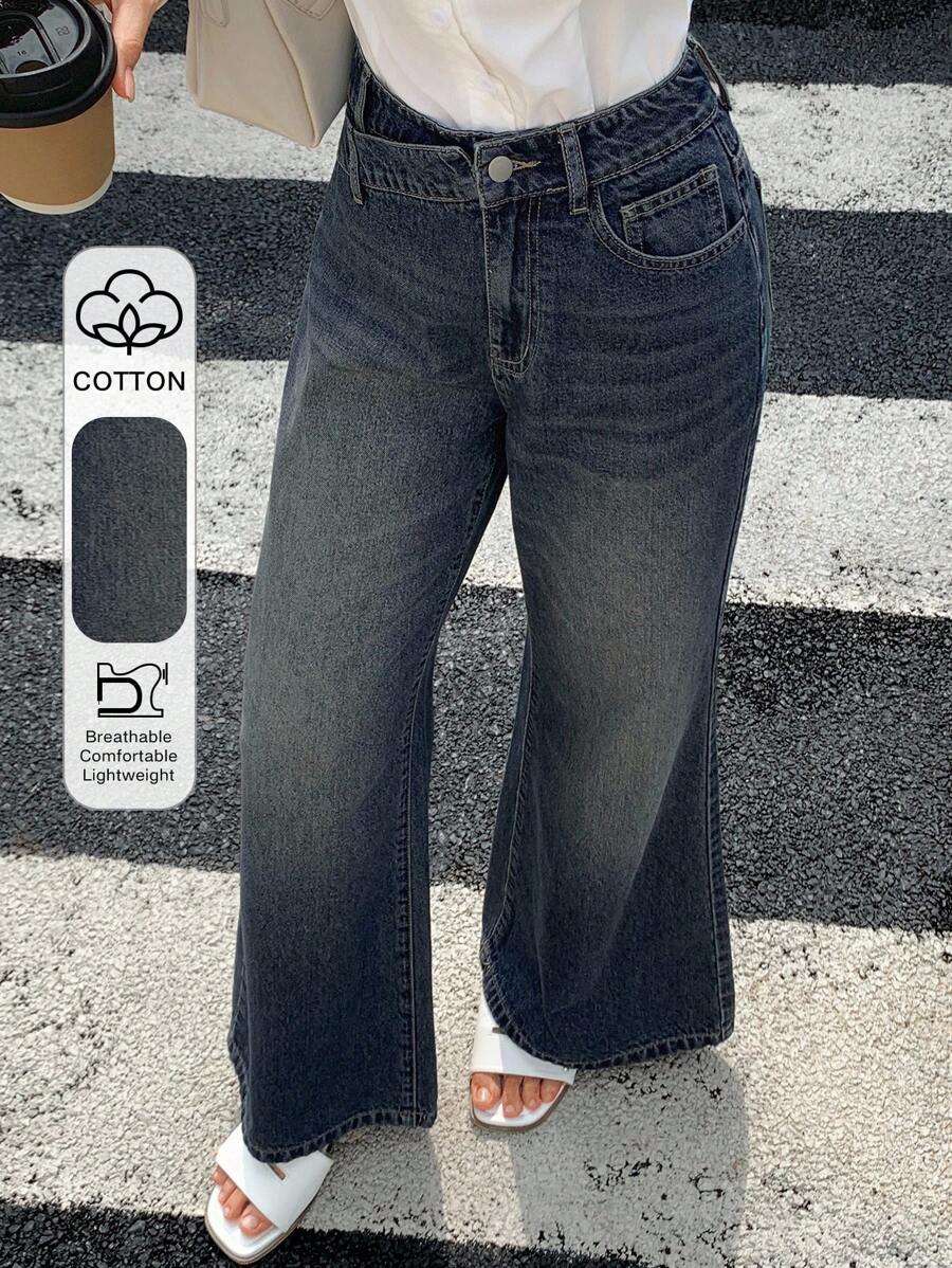 DAZY Quần jeans ống loe buộc dây cạp trễ dành cho nữ, quần denim thường ngày gợi cảm - Rửa tối - Xem 1