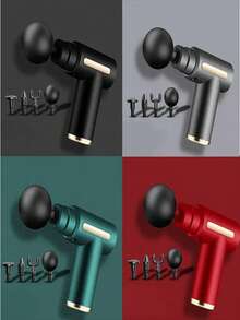 SHEIN A Stylishly Designed Mini High Torque Motor USB Rechargeable Handheld Massage Gun For Body, Back And Neck Deep Muscle Percussion Massager With 1200 MAh Rechargeable Lithium Battery - Ideal As A Father's Day And Mother's Day Gift - Button model - View 10