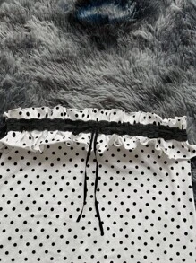 INAWLY 女式撞色圆点印花露肩迷你连衣裙