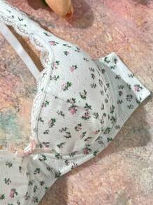 Elorette 女士碎花蝴蝶装饰钢圈文胸 - 彩色 - 查看 2