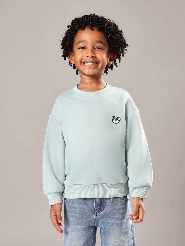 Classic Crewneck Sweatshirt With Bear Logo Patch