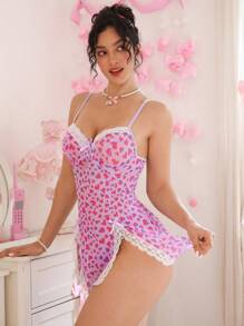 PetitDoll 2件套女士性感蕾丝拼布睡袍套装 - 紫色 - 查看 4