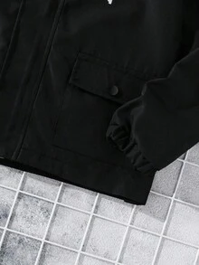 PAVTROS Áo khoác có mũ trùm đầu in họa tiết thường ngày dành cho bé trai tuổi teen, mùa thu - màu đen - Xem 7