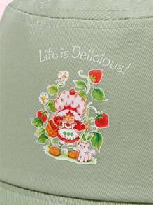 Strawberry Shortcake | ROMWE Sombrero de cubo con protección solar estampado con dibujos animados para mujeres