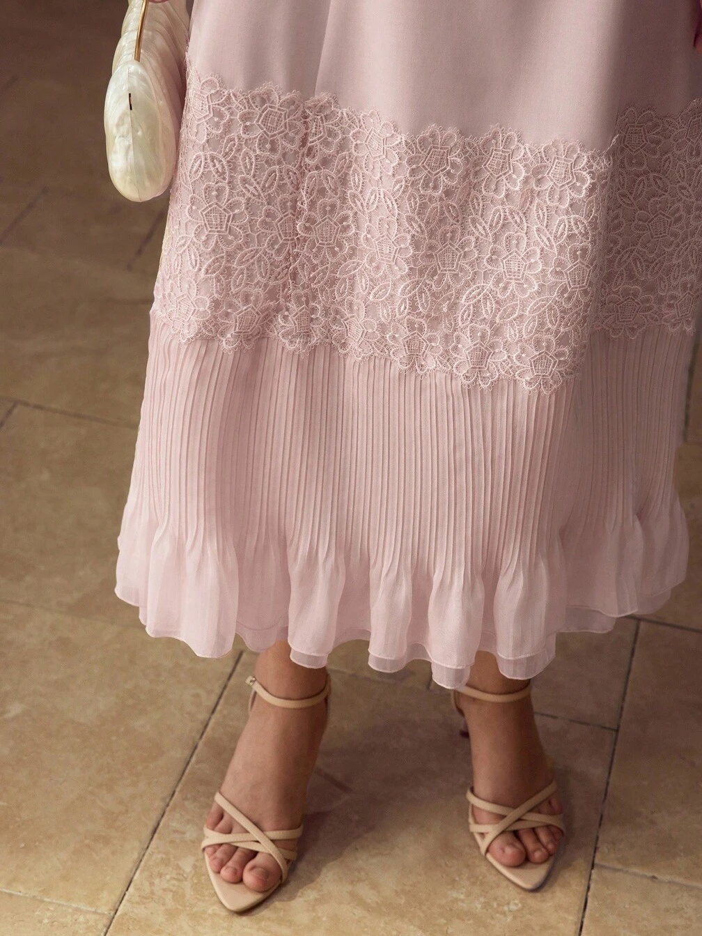lace frill hem sleeveless maxi dress Lace Ruffle Hem Sleeveless Dress