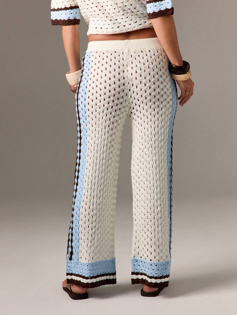 AiiRZ Pantalon large en crochet pour vacances balnéaires, bohème d'été, couvre-maillot de bain, bas de couvre-maillot de bain en crochet palazzo