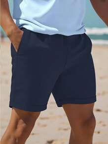Manfinity Dauomo 2 件男士休闲 Polo 衫和短裤套装，极简主义百搭服装，适合日常通勤 - 彩色 - 查看 4