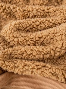 Cozy Pixies Baby Boy Thermal Lined Crew Neck Long Sleeve Half-Zip Pullover Sweatshirt,In Fall/Winter - Camel - View 8