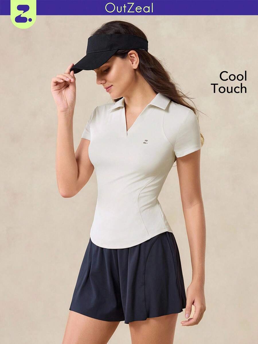 OutZeal 女款 Cool Touch 修身 Polo 紧身 T 恤 运动高尔夫日常 - 白色 - 查看 1