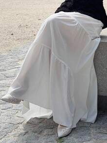 Jeta Ari 白色编织女士大下摆白色衬里裙子，适合度假和外出 - 白色 - 查看 6