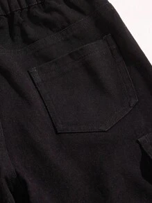 Quần ống rộng in họa tiết màu đen cho bé trai tuổi teen + Quần jean denim màu đen, Quần dài thường ngày thời trang đa năng dành cho bé lớn, Xuân Thu Đông - màu đen - Xem 6