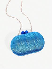 SHEIN BAE 女士优雅多功能晚宴手拿包 - 藍色 - 查看 8