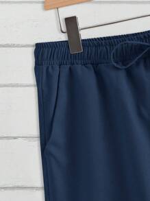 Claim Dot 2pcs Casual Solid Color Shirt & Shorts Set For Men, Summer - Navy Blue - View 5