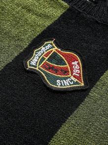 ROMWE MEN Prep 男士做旧撞色条纹针织背心 - 軍綠色 - 查看 4