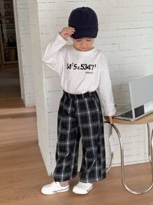 Hapijoa Young Boys' Loose Casual Basic Letter Print T-Shirt, Versatile For Layering Or Outerwear, Autumn Long Sleeve Tops Girl - White - View 7