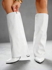 CUCCOO SZL Botas de Salto Alto de Couro de Bico Fino Moda Feminina CUCCCOO - Branco - Visão 4