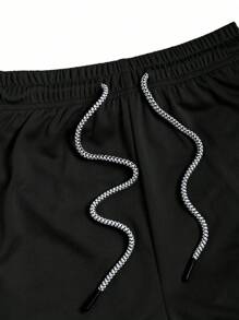 Manfinity Sport Corelite 's Athletic Shorts With Functional Pockets, Letter Print, And Lightweight Design For Active Days Halloween - Black - View 4
