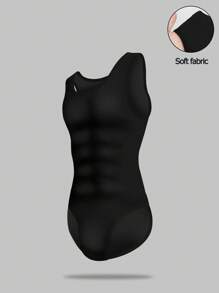 جمبسوت رجالية كاجوال بدون أكمام ذات لون سادة تشكيل الجسم - الأسود - مشاهدة 1