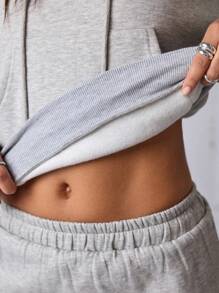 Streetz SHEIN Sport Women's Grey Winter Baggy Activewear Sweatshirts, Fleece Pullover Sweatshirt, Athletic University Style Loungewear, Retro Streetwear, Casual Workout Apparel - Grey - View 7