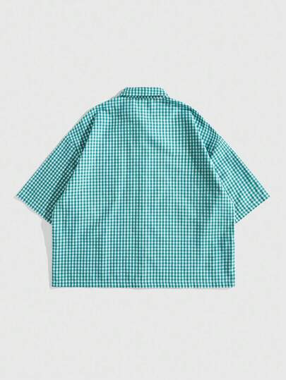 Street Life Chemise décontractée à manches courtes, à carreaux, à simple boutonnage et poche pour hommes