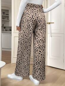 SHEIN Frenchy Women's  Fall  Vacation Casual All-Over Print Straight Leg Pants - Multicolor - View 2