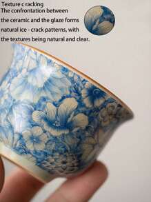 Cirelle Floral Ceramic Tea Cup, Handmade Retro Teacup With Underglaze Floral Painting, High-Quality Personal Teacup For Home, Cafe, Restaurant, Office, Tea House, Party, Birthday, Holiday, Wedding & Gift | Tea Set,Tea,Chinese Tea Set,Cup Set,Matcha,Matcha Cups