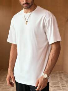 Manfinity NXTstreet 男士休闲花卉印花宽松落肩圆领短袖 T 恤 - 白色 - 查看 2