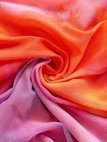 Soleia 女士浪漫针织网眼日落渐变印花深 V 领露背褶饰紧身迷你连衣裙，适合节日、约会、下午茶、海滩度假、城市旅行、婚礼季、音乐节、波西米亚风度假，可内外穿着