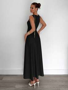 Siren Gaze 夏季新款褶皱无袖A字连衣裙 - 黑色 - 查看 2