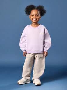SUMWON Kids Oversized Studios Logo Sweatshirt Autumn Winter Casual Pullover Long Sleeve Wear Streetwear Jumper With Ribbed Trim Fall - Purple - View 3