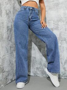 SHEIN ICON 女士口袋牛仔褲