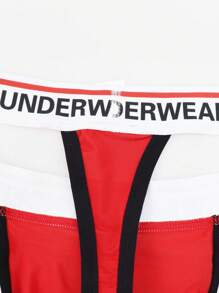SHEIN 男士字母腰带装饰性感三角裤 - 紅色 - 查看 3