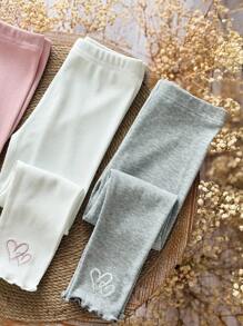 LMoss Kids 3 sztuki/zestaw Casual Knitting Young Girl Jednokolorowe spodnie z elastyczną talią - Wielokolorowe - Zobacz 3