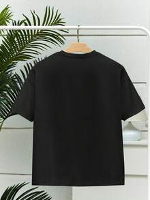 INAWLY 万圣节搞笑骷髅南瓜衬衫，恐怖秋季T恤，骷髅万圣节短袖 - 黑色 - 查看 2