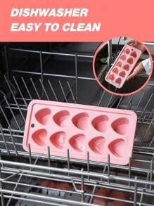 1pc Pink Heart Shaped Silicone Ice Cube Tray - Baby Pink - View 10