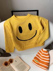SHEIN Baby Boy/Girl Cute Casual Versatile Yellow Long Sleeve Sweater, Suitable For Autumn/Winter Yellow Baby Sweater Knitted Baby Sweater Fall - Multicolor - View 7